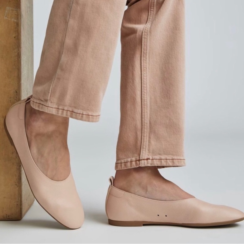 New Everlane Day Glove Pale Pink Leather Ballet Flats 7.5